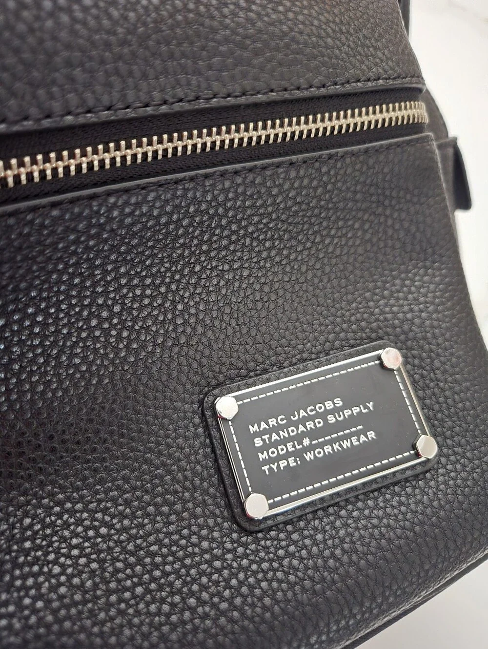 Marc Jacobs Black Pebbled Leather Workwear Backpack